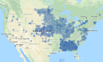 HP RTK coverage map for North America RTK base stations